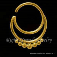 16G Gold Plated Indian Nose Piercing Jewelry 24K Gold Nose Ring